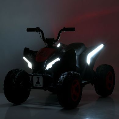 Дитячий квадроцикл на акумуляторі Bambi Racer M 6283EL-1-2 біло-чорний передні та задні фари зі світлом, 2 мотори, педаль-гальмо