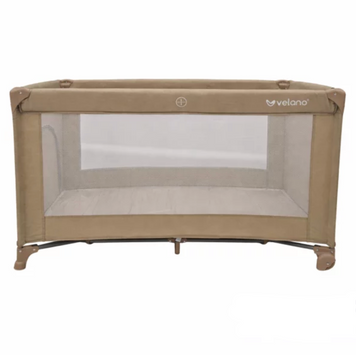 Манеж детский VELANO Flexi beige сетчатые боковины, вход на молнии, 2 колеса