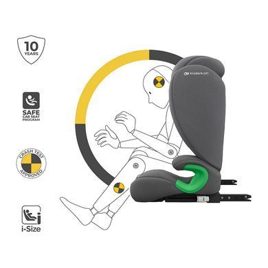 Автокрісло Kinderkraft Junior Fix 2 Plus i-Size Black (KCJUFI20GRYPL0N) з оббивкою AIR FLOW, кріплення ISOFIX, бічний захист SPS, H-GUARD