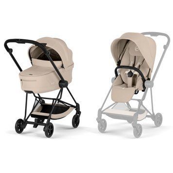 Коляска 2в1 Cybex Mios Comfort 5.0 Cozy Beige шасси Matt Black сборка люльки из шасси, легкая и маневренная, амортизация всех колес
