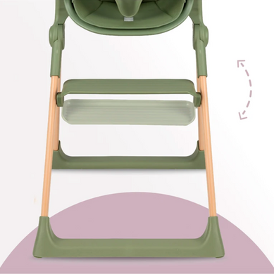 Стульчик для кормления MoMi KALA Green сидение из эко-кожи, 2 положения для подставки для ног и подноса, компактная сборка.