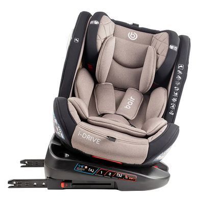 Автокрісло поворотне Bair i-Drive 360 Isofix BG-03 Greige з додатковим бічним захистом, 3 положення нахилу спинки