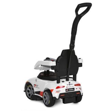 Каталка-толокарь Bambi Racer M 6129EL-1 белая с родительской ручкой, музыка, на батарейках, фары со светом
