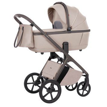 Коляска 2в1 CARRELLO Vector CRL-6552 2в1 Angora Beige збільшена люлька, маневрені великі колеса, знімний текстиль