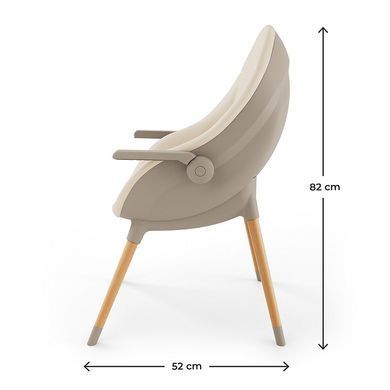 Стульчик для кормления 3 в 1 Kinderkraft Fini Up Beige (KHFINIUPBEG0000) с режимом шезлонг для новорожденных, дуга с 3 игрушками, двойной поднос
