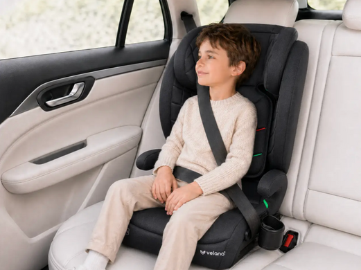 Автокрісло VELANO Forza i-Size ISOFIX grey регульований підголівник, підсклянник у комплекті, направляюча плечового ременя та направляюча поясного ременя