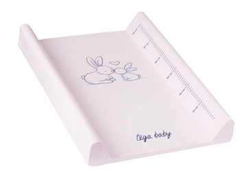 Пеленальна дошка Tega Baby Little Bunny 50x70 см pink шкала вимірювання росту, високі бортики, легке очищення