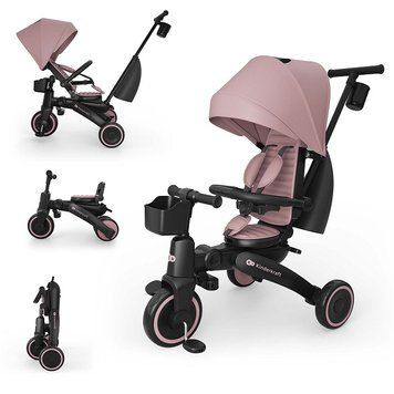 Велосипед трехколесный детский Kinderkraft Jazz 3 Pink (KRJAZZ03PNK0000) с вращающимся сиденьем на 360, регулировка ручки, компактная сборка