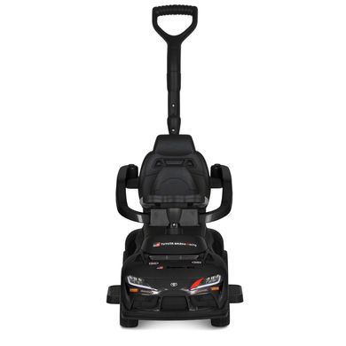 Каталка-толокарь Bambi Racer M 6129EL-2 черная с родительской ручкой, музыка, на батарейках, фары со светом