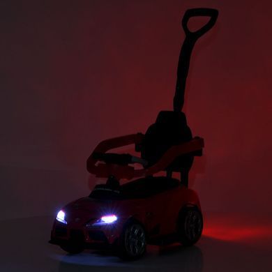 Каталка-толокарь Bambi Racer M 6129EL-2 черная с родительской ручкой, музыка, на батарейках, фары со светом