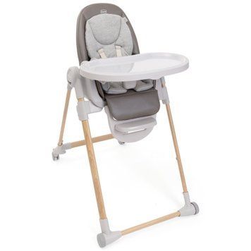 Стільчик для годування Chicco Polly Armonia Grey з колесами для переміщення, компактне складання, 3 рівні нахилу спинки