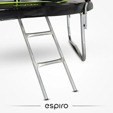 Батут дитячий ESPIRO SKY UP 305 см чорний з зеленим з захистною сіткою по периметру, драбина