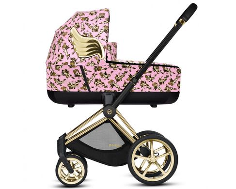 Коляска Cybex ePriam & каркас Chrome Brown (с электроприводом) + люлька Lux R by Jeremy Scott Cherub Pink