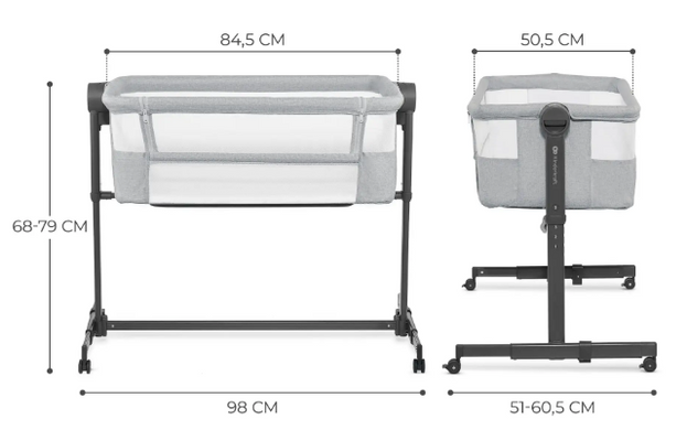 Приставне ліжечко-люлька Kinderkraft Neste Up 2 Light Grey (KLNEUP02LGR0000)