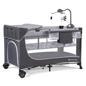 Кровать-манеж с пеленатором Kinderkraft Leody Grey (KCLEOD00GRY00AC)