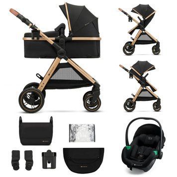 Універсальна коляска 3 в 1 Kinderkraft Esme Pro Pure Black (KSESME00BLK300N) великі колеса з амортизацією, регульована батьківська ручка, компактне складання