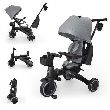 Велосипед трехколесный детский Kinderkraft Jazz 3 Grey (KRJAZZ03GRY0000) с вращающимся сиденьем на 360, регулировка ручки, компактная сборка