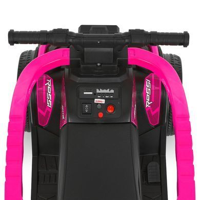 Дитячий квадроцикл на акумуляторі 3в1 Bambi Racer M 6274EBLR-8 рожевий з функцією каталки-толокара, батьківська ручка, пульт дистанційного керування