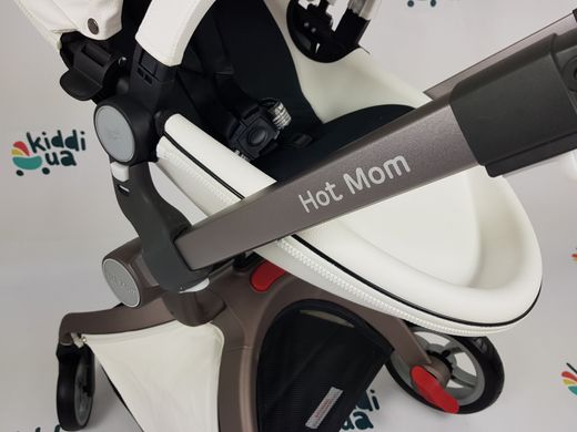 Універсальна коляска Hot Mom 2в1 біла з чорною вставкою (Люлька тканина)