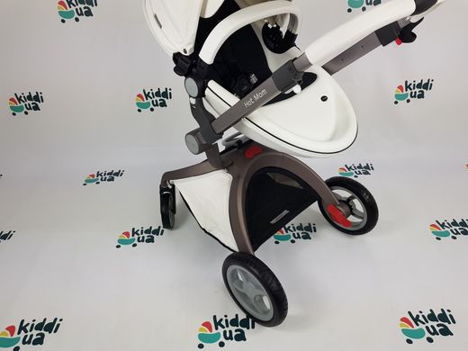 Универсальная коляска Hot Mom 2в1 белая с черной вставкой (люлька ткань)