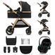 Універсальна коляска 3 в 1 Kinderkraft Esme Pro Pure Black (KSESME00BLK300N) великі колеса з амортизацією, регульована батьківська ручка, компактне складання