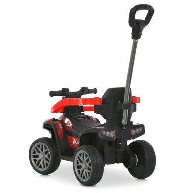 Дитячий квадроцикл на акумуляторі 3в1 Bambi Racer M 6274EBLR-3 червоний з функцією каталки-толокара, батьківська ручка, пульт дистанційного керування