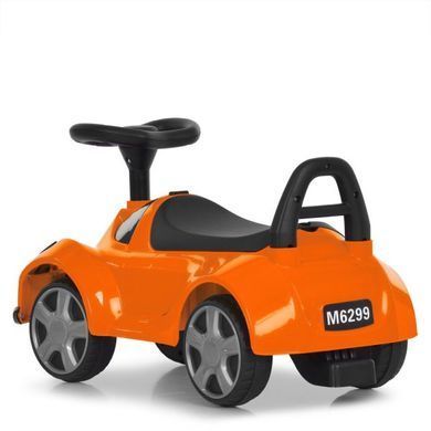 Каталка-толокарь Bambi Racer M 6299-7 оранжевый с корзиной под сиденьем, ручка для переноски, передние фары со светом, музыка