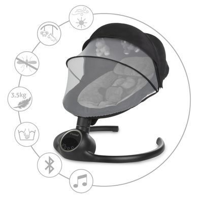 Заколисуючий центр-шезлонг 2в1 Kidwell Reve black/silver