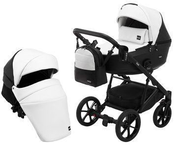 Коляска 2 в 1 Bair Kiwi шкіра 100% BK-51/15 білий - чорний