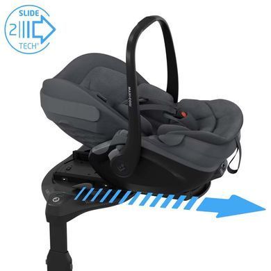 Автокрісло MAXI-COSI Pebble Slide Pro Moon Graphite з функцією Easy-in, легка вага, великий капюшон, вентиляції ClimaFlow, регулювання підголівника