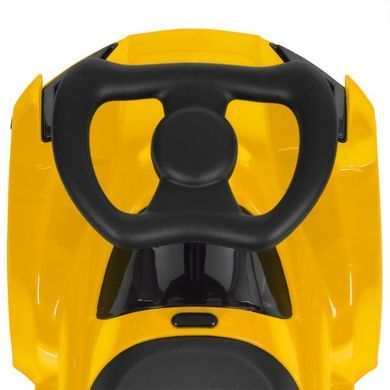 Каталка-толокарь Bambi Racer M 6299-6 желтый с корзиной под сиденьем, ручка для переноски, передние фары со светом, музыка
