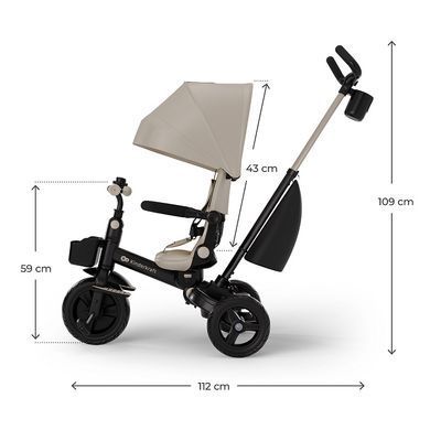 Триколісний велосипед Kinderkraft Aveo 2 Plus Beige (KRAVEO02BEG0000) трансформер 6в1, оберт сидіння на 360, м'яке сидіння з системою Air Flow