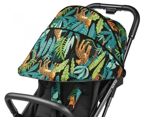 Прогулочная коляска Peg-Perego Selfie Jaguars черная с тропическим рисунком