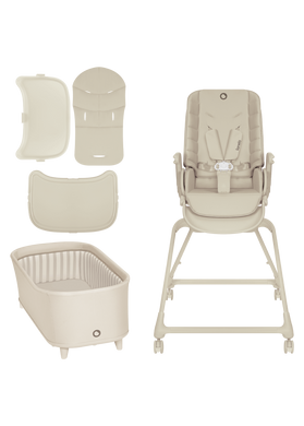 Стільчик для годування 3в1 Lionelo MADDIE SET BEIGE з функцією шезлонгу та ліжечком-колискою для немовлят, оберт на 360