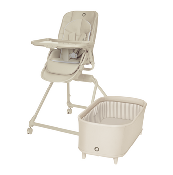 Стільчик для годування 3в1 Lionelo MADDIE SET BEIGE з функцією шезлонгу та ліжечком-колискою для немовлят, оберт на 360