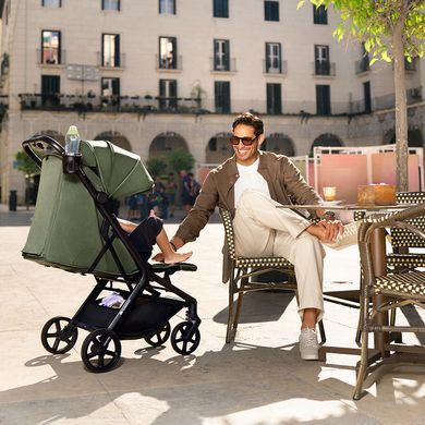 Прогулянкова коляска Kinderkraft Nubi 3 Sand Beige (KSNUBI03BEG0000) з великими колесами EVA, компактне автоматичне складання, кошик на 5 кг