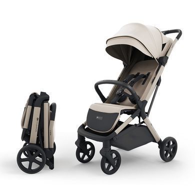 Прогулянкова коляска Kinderkraft Nubi 3 Sand Beige (KSNUBI03BEG0000) з великими колесами EVA, компактне автоматичне складання, кошик на 5 кг