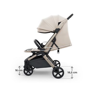 Прогулянкова коляска Kinderkraft Nubi 3 Sand Beige (KSNUBI03BEG0000) з великими колесами EVA, компактне автоматичне складання, кошик на 5 кг
