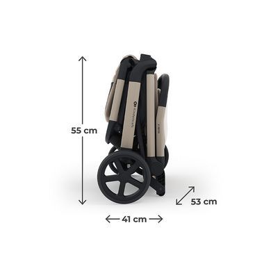 Прогулянкова коляска Kinderkraft Nubi 3 Sand Beige (KSNUBI03BEG0000) з великими колесами EVA, компактне автоматичне складання, кошик на 5 кг