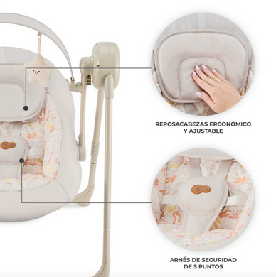 Шезлонг-гойдалка Kinderkraft Swingee Beige (KBSWIN00GRY0000)