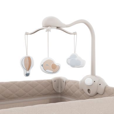 Ліжко-манеж с пеленатором Kinderkraft Leody Up Beige (KCLEODUPBEG00AC) з пеленальним столиком, 2 рівні матраци, легке складання, органайзер, мобіль