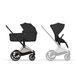 Коляска 2в1 Cybex Priam Comfort 5.0 Sepia Black шасі Rosegold складання люлька разом з шасі, великі колеса з амортизацією, ревервисний прогулянковий блок