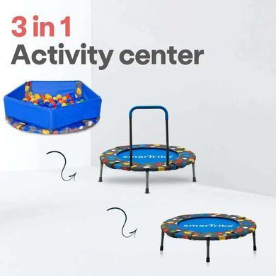 Батут дитячий 3 в 1 SmarTrike Trampoline з компактним складанням, басейном з кульками, м&rsquo;який каркас без пружин, діаметр 91 см