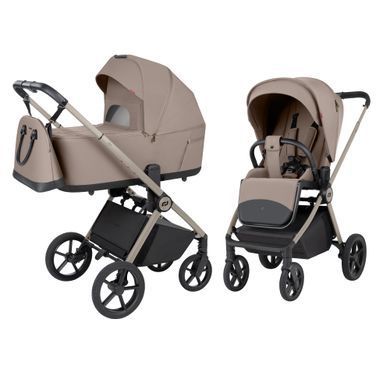 Коляска 2в1 CARRELLO Carrello Ultra F CRL-6556 Vintage Beige складання люльки разом із рамою, великі колеса з амортизацією, компактне складання