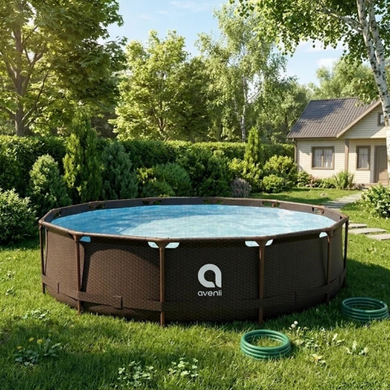 Басейн каркасний Avenli 12336V64 розмір 366х100 см, об'єм 9150 л, міцна тришарова армована чаша, каркас із сталевих труб