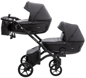 Коляска 2 в 1 для двойни Bair Kiwi DUO ECO BKD-15 черный
