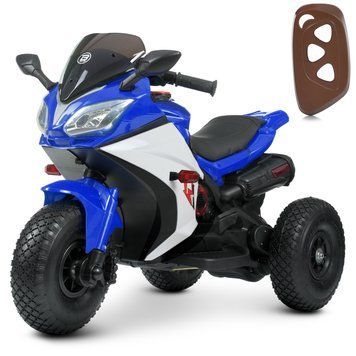 Електромотоцикл дитячий Bambi Racer M 4840ALR-4 синій з пультом керування, передні фари зі світлом, звукові ефекти