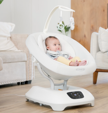 Убаюкивающий центр-шезлонг для младенцев Graco Eluma Sway 4 движения качания, белый шум, 10 успокоительных мелодий, 3 положения спинки