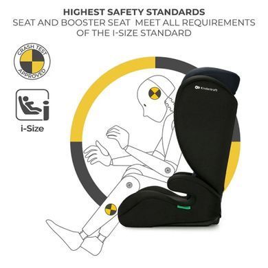 Автокрісло Kinderkraft i-Spark Black (KCISPA00BLK0000) з системою H-GUARD SYSTEM, 10 рівнів регулювання підголівника, трансформація у бустер