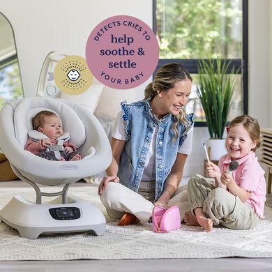 Убаюкивающий центр-шезлонг для младенцев Graco Eluma Sway 4 движения качания, белый шум, 10 успокоительных мелодий, 3 положения спинки